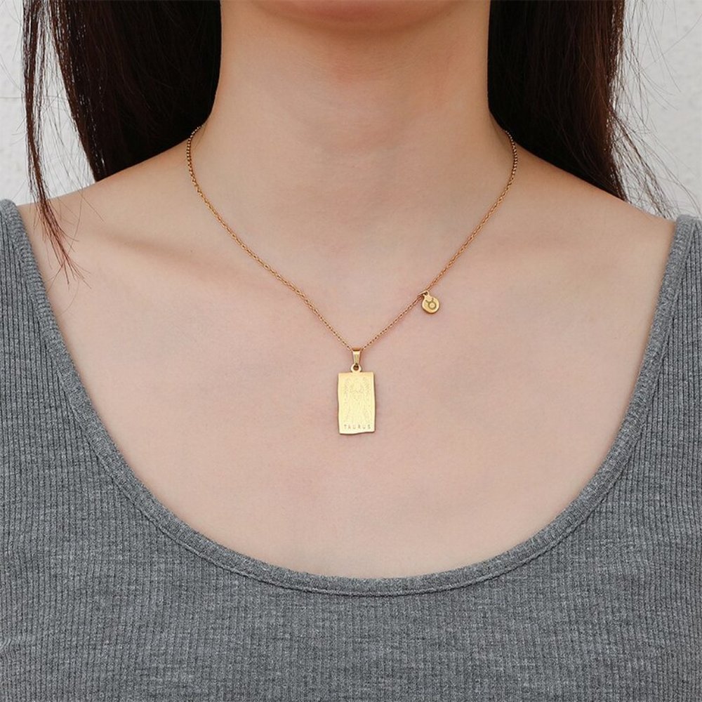 Capricorn Zodiac Pendant Necklace 18K Gold Plated Stainless Astrology - Picture 8 of 8